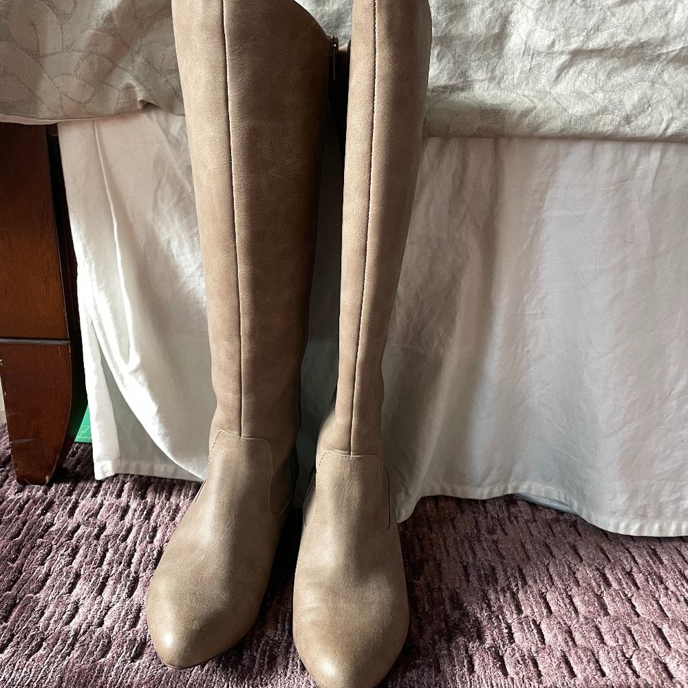 Gently used taupe/beige/neutral knee-high boots - BC Footwear